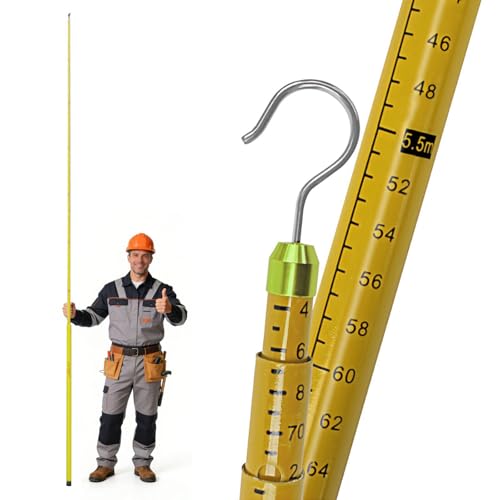 High Voltage Epoxy Resin Height Measuring Pole Stick for Linemen & Telecom Workers - 19.7ft/6m with Durable Carrying Bag (Yellow) - Essential Surveying Equipment