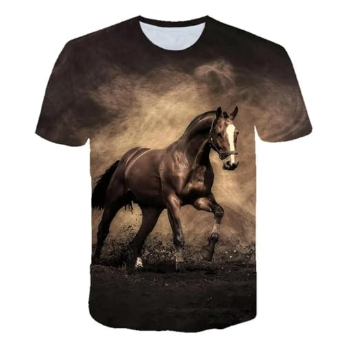 YOUOUSI Animal Caballo Imagen Retro Verano Hombres Camiseta Impresa 3D Moda Casual Cómodo O-Cuello Top Ropa Camiseta