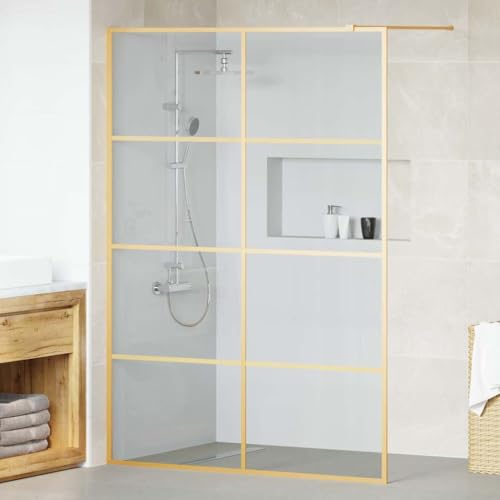 Panel de ducha de vidrio templado 5mm de alta resistencia con perfilería dorada decorativa 2