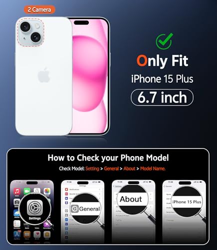 Image of FNTCASE for iPhone 15 Plus Case: Clear Magnetic Phone Cases with Screen Protector Compatible with Magsafe Slim Anti Yellowing Rugged Shockproof Protective Transparent Cell Phone Cover (B-Pink)