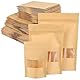 YIXNSW 150 Stück Kraftpapier Tüten mit klarem Fenster, Zip Papiertüten Braun mit klarem Fenster, Wiederverwendbar Standbodenbeutel für Nüsse Kaffeebohnen Samen Teeblätter
