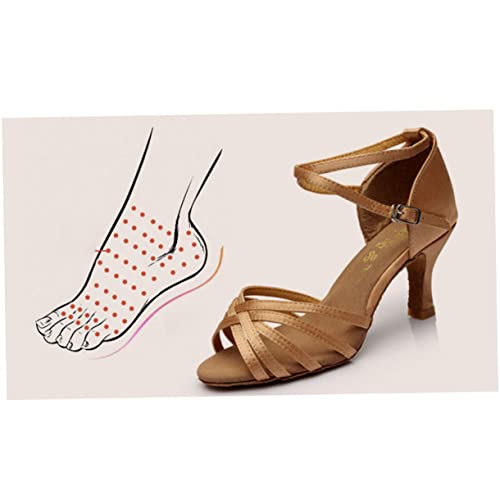 Chaussures de Danse Latine Sans Douleur Escarpins Satin Doré Bout Ouvert Beavorty - 7