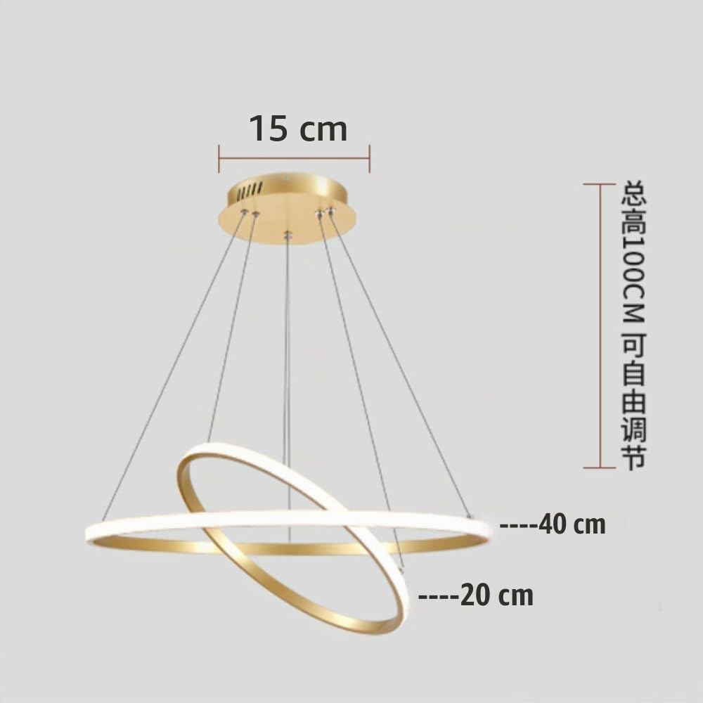 XINYASEE Suspension LED tricolore pour chambre à coucher et salle à manger, lampes et lanternes simples et modernes, suspension de bar pour salon et salle à manger (Or)