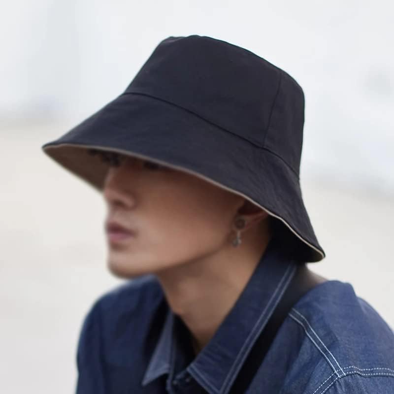 Sided Bucket Hat for Men Outdoor Fashion Cotton Solid Color Panama Sun Protection Male Street Caps