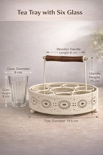 Image of Tapri Style Cutting Chai Glass Set of 6 with Heavy Metal Stand | Desi Cutting Tea Glasses for Home & Cafe | Premium Tapri Tea Cups for Kitchen, Office Pantry, Restaurants & Gifting
