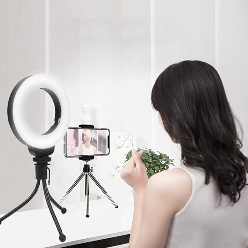 Anillo De Luz Para Selfie De 4 Pulgadas Y 48 LED Para Reuniones Con Zoom, Mini Selfie Portátil Para Fotografía USB Vlog, Lámpara De Relleno, Anillo De Luz De Escritorio Con Trípode Para Maquillaje/Vlo - imagen 7