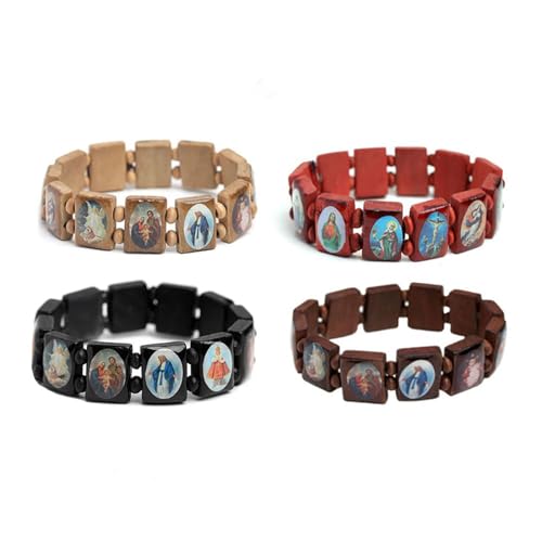 Rosario de madera de los santos de la pulsera de Jesús, pulsera