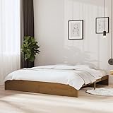 Design robuste en bois de pin : ce cadre de lit en pin massif offre une stabilité et une capacité de charge impressionnantes allant jusqu'à 250 kg, idéal pour un matelas de 200 x 200 cm. La finition marron miel et le grain naturel donnent à votre chambre une touche chaleureuse et moderne.