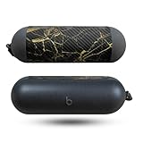 Carbon Fiber Speaker Skin Compatible with Beats Pill (2024) - Black Gold Marble - Premium 3M Vinyl Protective Wrap Decal Cover - Easy to Apply | Crafted in The USA by MightySkins