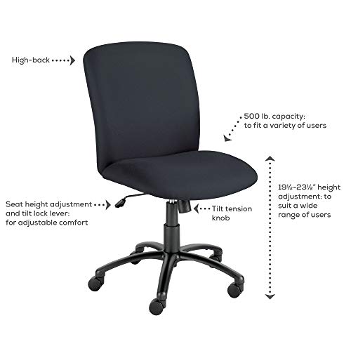 Safco Products High Back Big And Tall Swivel Desk Task Chair Adjustable Height And Rolling Base, Rated For 24/7 Use, 500 Lbs. Weight Capacity, Work Or Home Office, Black #TOP3