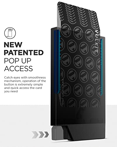 VULKIT Pop up Card Holder Minimalist Credit Card Holder RFID Blocking Slim Metal Card Case for Men or Women(Black)3