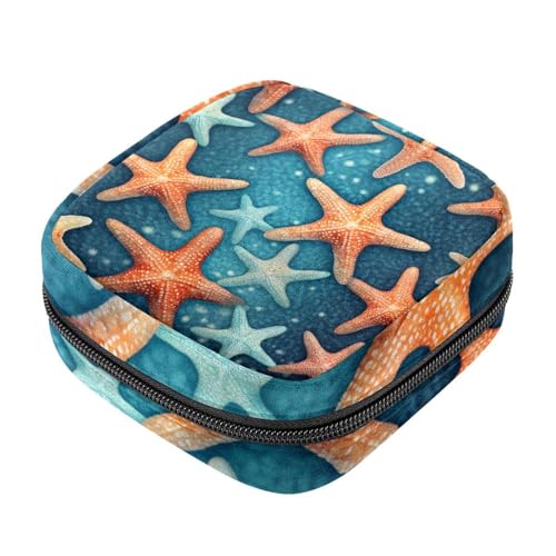 Bolsa para copa menstrual con cremallera, bolsas sanitarias de almacenamiento de servilletas, diseño de estrella de mar, 412 tampones suaves, para niñas, mujeres y mujeres