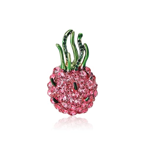 Image of Enamel Fruit Brooch for Women Rhinestones Fruit Lapel Pin Elegant Fruit Brooches Jewelry Gift, Perfect for Dresses Hat Bag