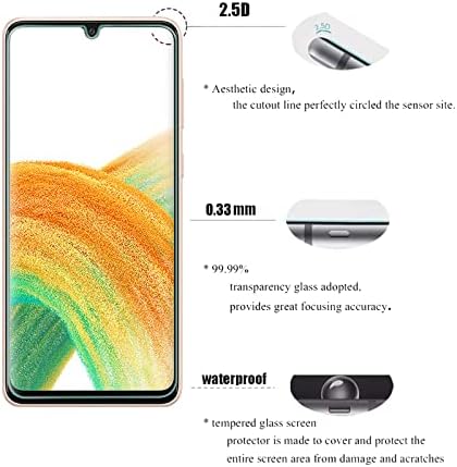 AOKUMA Samsung Galaxy A33 5G Tempered Glass Screen Protector, [2 Pack] Premium Quality Guard Film, Case Friendly, Shatterproof, Shockproof, Scratchproof oilproof