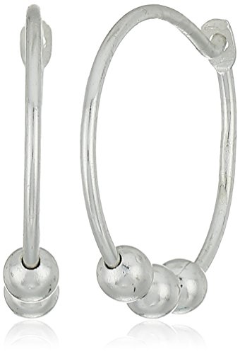 Amazon Collection Sterling Silver Wire with Three Silver Beads Hoop Earring Amazon Collection Sterling Silver Wire with Three Silver Beads Hoop Earring