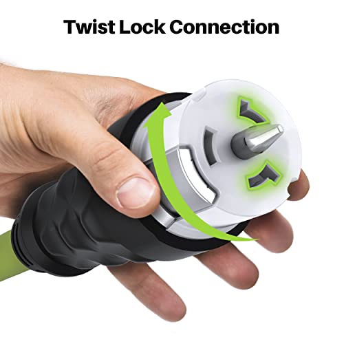 GEARit 50-Amp Generator Extension Cord, 125/250V, Inline NEMA 14-50P to SS2-50R Twist Lock Connector STW 6/3+8/1 AWG, for 50A Power Inlet Box, RV Camper, Generator to House, 20 Feet, Green - Image 6