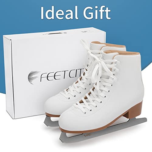 image for FEETCITY Women Ice Skating Lace-Up Adult Figure Skate with Skate Guard