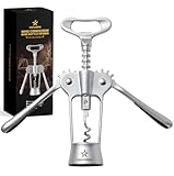 STARSHINING Wine Opener,Heavy-Duty Zinc Alloy Wing Corkscrew Wine Bottle Opener with Sharp Spiral Screw,Round...