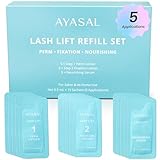 AYASAL Lash Lift Kit Refills: Step 1+2 Refill Set, Korean Thio-Free Lash Perm - Professional Long Lasting Results up to 6-8 Weeks - Eyelash Curling Set at Home - Set for 5 Applications