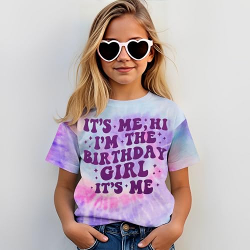 Its Me Hi Im The Birthday Girl Shirt Kids Girl Tie Dye Birthday T-Shirt B-Day Party Outfit Tees Tops 6-12 Years3