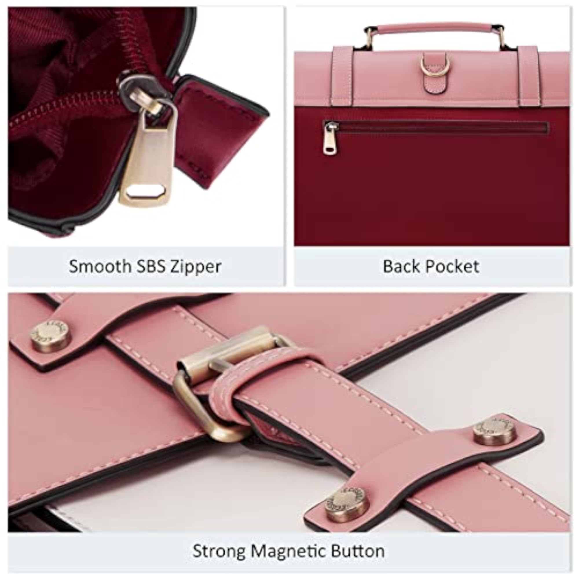 PU Leather Briefcase Backpack for Women, 15.6 inch