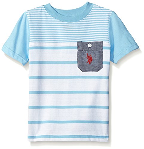 U.S. Polo Assn. Boys' Short Sleeve Striped Crew Neck Pocket T-Shirt, HH16-Yale Blue Heather, 14/16 U.S. Polo Assn. Boys' Short Sleeve Striped Crew Neck Pocket T-Shirt, HH16-Yale Blue Heather, 14/16