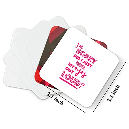 Distinctink Refrigerator Magnet - Small Decorative - Great Gift / Present - Also Works On Car - 2.1 Inch Square - Round Corners - I'm Sorry Did I Just Roll My Eyes Out Loud - Pink #TOP1