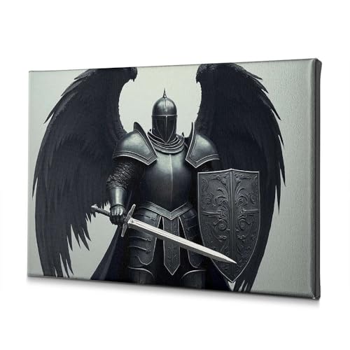 Toile chevalier armure ailes 40x60 cm pour salon