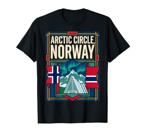 Arctic Circle Norway Flag Northern Lights Travel Graphic T-Shirt