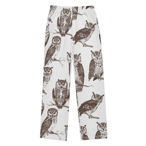 Owl on The Tree Boys Long Pants Soft Trousers Elastic Waist Kids Lounge Bottoms with Pockets S-XL