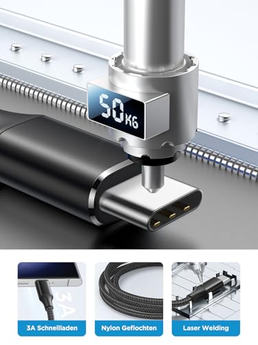 USB C Kabel 3M Lange USB Typ C Ladekabel USB C Schnellladekabel Nylon USB auf USB C Kabel für Samsung Galaxy S23 S22 S24 A12 A32 A53 PS5… – Ansicht 2