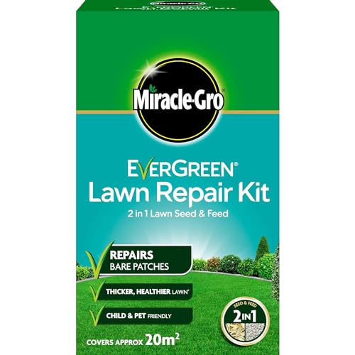 AMK® Miracle Gro EverGreen Grass Lawn Repair Kit 20m2 Bare Patch 2 in 1 Seed & Feed Food Fertiliser 1kg