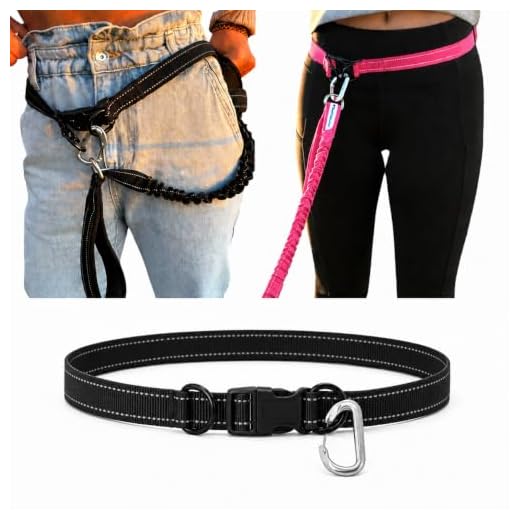 Shed Defender Hands Free Dog Leash Belt - Seen on Shark Tank - Attaches to Any Leash, Jogging & Running, Heavy Duty Buckle, Reflective Stitching, Adjustable one Size fits All, Designed in USA (Black)