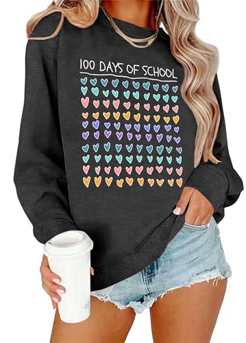 Ithalt Teacher Sweatshirt for Women 100 Days of School Shirt