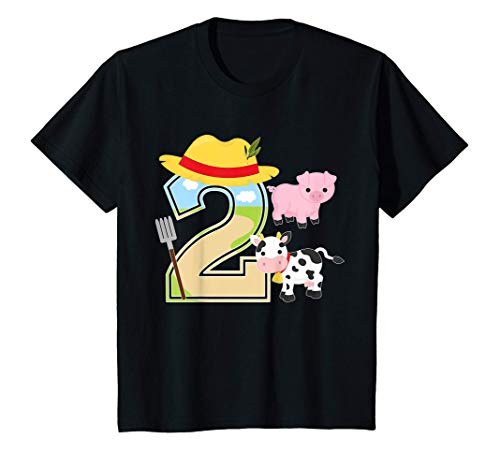 Niños Segundo cumpleaños Tema de la granja 2 años de edad Camiseta
