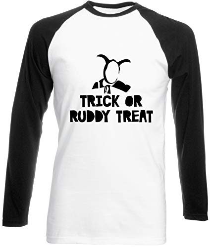 Hippowarehouse Trick Or Ruddy Treat Unisex Long Sleeve Baseball Two Tone t-Shirt