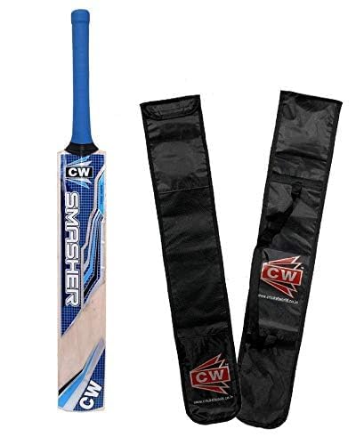 CW Smasher Blue Kashmir Willow - Pipistrello da cricket in pelle, per bambini e adulti, per 7-14 anni in su, palla di sughero, palla dura da cricket per allenamento e allenamento