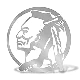 ERREINGE STICKER PRESPAZIATO ARGENTO 12cm - Indiano Nativo Americano SX - Adesivo Decal Decalcomania Vinile Murale Laptop Auto Moto Casco Camper