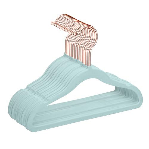 Image of MIZGI Baby Velvet Hangers,Non-Slip Kids & Toddler Hangers,11.8 Inch Hangers for Baby Clothes,Pack of 50(Blue)