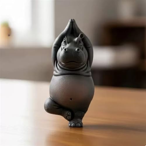 Estatua decorativa de hipopótamo para meditación miniatura 5