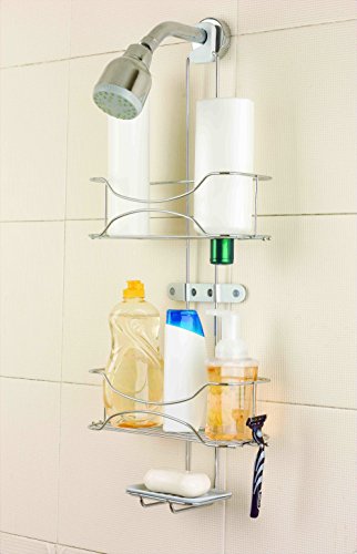 Bathsense 3 Tier Winthrop Showerhead Hook Shower Caddy, Chrome