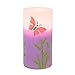 Flameless LED Candle with Timer Battery Operated Real Wax Pillar Candles Embossed Purple Butterfly Pattern
