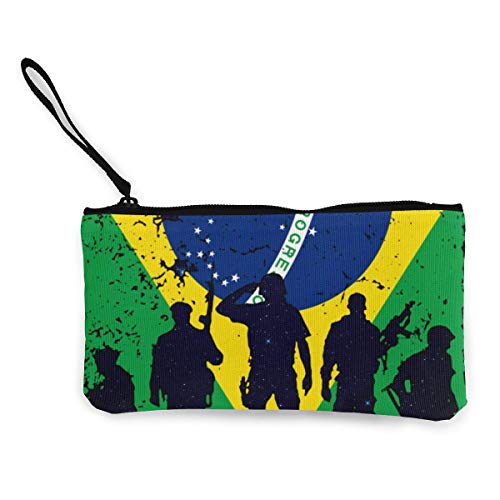 Preisvergleich Produktbild Gpedadf13 Unisex Brasilien Flagge Soldaten Veteranen Brieftasche Geldbörse Leinwand Reißverschluss Briefpapier zum Einkaufen