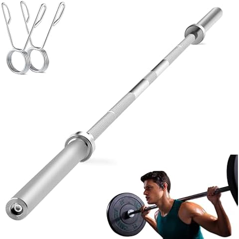 7ft Olympic Barbell Bars for Weightlifting and Power Lifting, 2 Inch Diameter Olympic Bar with Weight Bar Clamps Bar for Squats, Curls, Deadlifts, Presses, Hip Thrusts, Rows, 700 lbs Capacity Cover