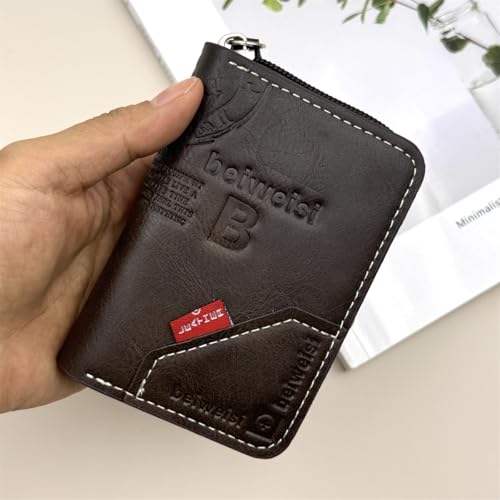 Mens walletmen Wallet Zipper RFID Bifold Wallet for Men ID card Window Credit Card Coin Photo Multifunction (Dark Coffee)3