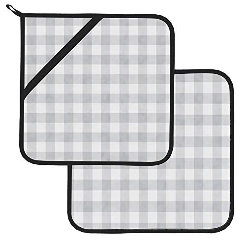 Gray Gingham Fabric That Seamless Pot Holders For Kitchen Heat Resistant Heat Resistant Heat Mat 2 Pcs Heat Resistant Pot Holders 8×8 Inch For Cooking And Baking #TOP16