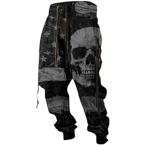 Bengbobar Cowboy Pants Men Native American Novelty Graphic Western Trousers Casual Loose Elastic Drawstring Baggy Pants