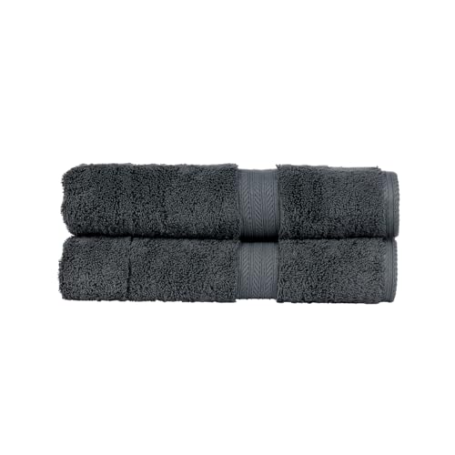 Christy Renaissance 2 Bath Towels Set | Ash Grey | 100% Egyptian Cotton Pile | Luxuriously Soft and Super Absorbent | 675 GSM | Plush Fluffy and Long Lasting