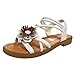 Woaikeyu RéTro Sandales Femme Plates Style Boho Fleurs Croix Sangle Sandales Gladiateur éTé Plates Chaussures De Plage DéContractéEs Sandales Pour Femmes