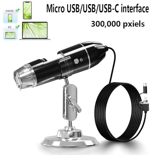 Image of ETZIN 3 in 1 USB Microscope HD 1920x1080P Digital Microscope 50X to 1600X Magnification Mini Microscope Camera Magnifier with 8 LED and Metal Stand, Compatible with Mac Window 7 8 10 EPL-584IM